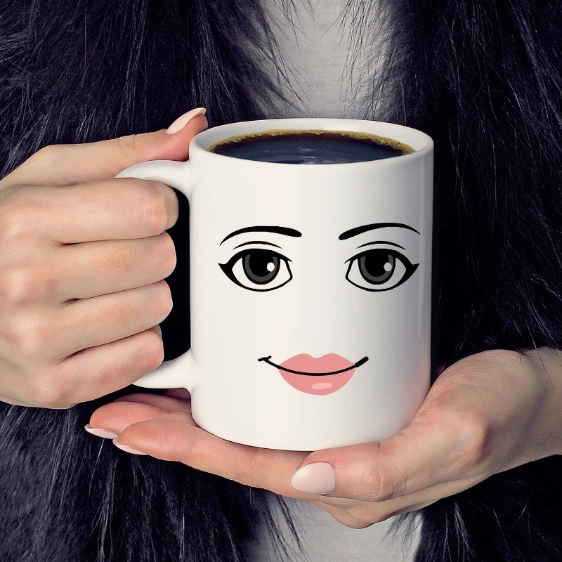 Stylish Ceramic Mug with Cute Woman Face Design - Minimalist Coffee Cup for Milk/Breakfast, Creative Gift for Men/Women