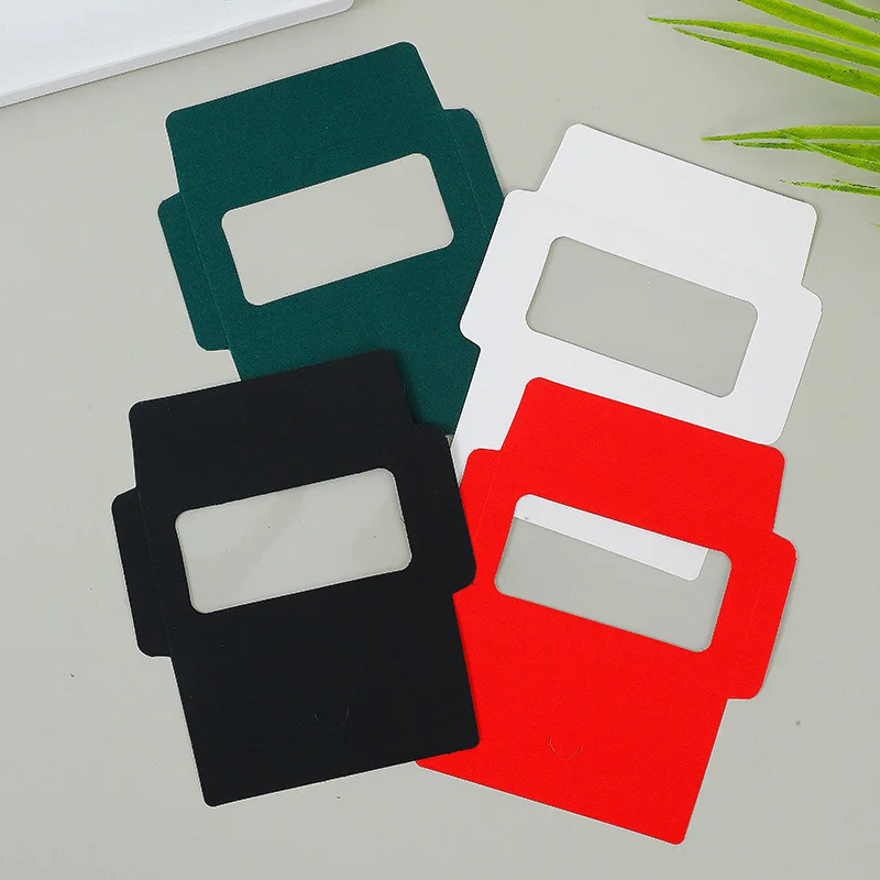 50pcs/lot Mini Envelope Window Opening Small Kraft Paper Postcard Envelope PET Window Sticking for Wedding Invitations