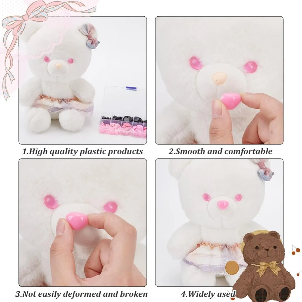150 Pcs 2 Colors Triangle Crafting Noses Plastic D Shape Dog Safety Noses Teddy Bear Noses Cabochons Making Supplies