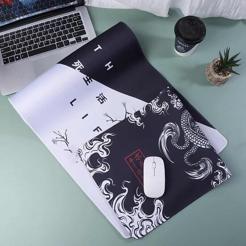 대형 책상 매트 마우스 패드, 블랙 화이트 키보드 매트, 대형 PC 게이머, 완벽한 확장 미끄럼 방지 패드