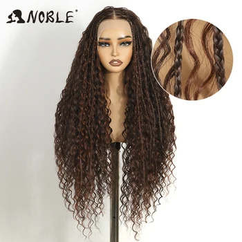 Noble Synthetic Lace Frontal Wig Twist Braided Wigs 13X4 Box Braided Lace Wig For Black Women Faux Locs Wig Goddess Braids Wigs 1