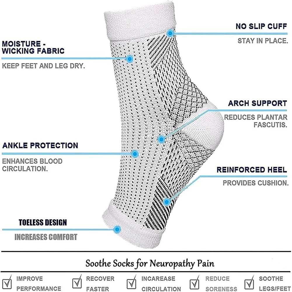 Neuropathy Socks Ankle Compression Socks Men Women Soothe Ankle Brace Plantar Fasciitis Pain Relief 1Pair neuropathy socks compression socks ankle socks