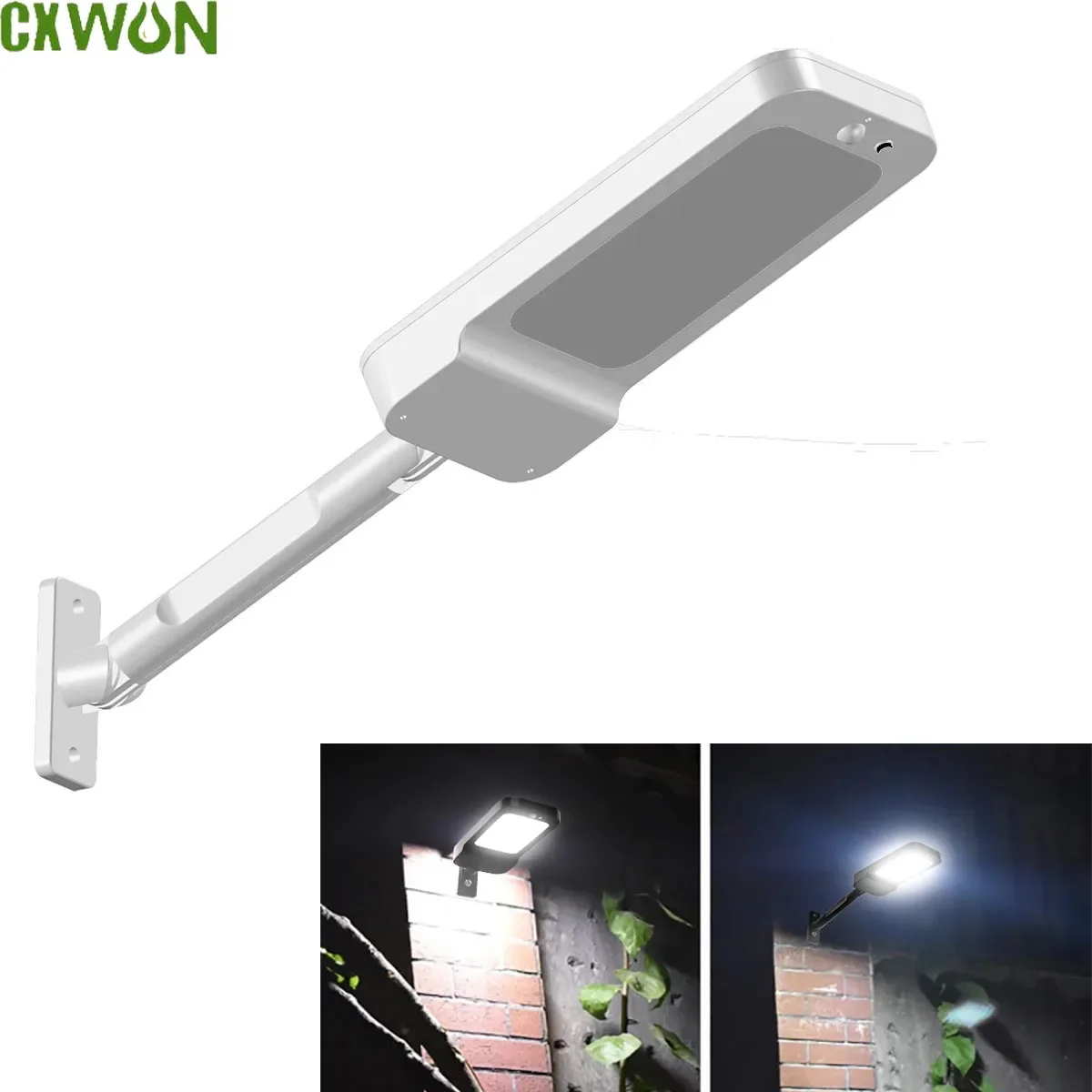 Outdoor Solar Lamp with Motion Detector LED Solar Powered Wall Lights 4 Modes Lighting Security Flood Light for Garden Fence
