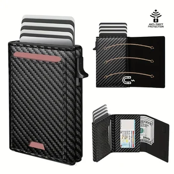 Portafoglio da lavoro da uomo Custodia magnetica con slot multi-carta Portafoglio da viaggio con blocco RFID Porta carte Porta carte