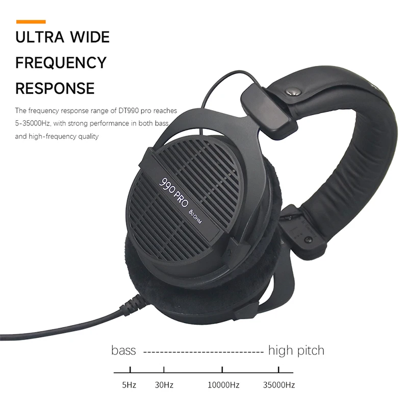 Beyerdynamic DT990 PRO Studio Headphones Open-Back 250 Ohm Professional Monitor Headset with Velvet Earpads  for Recording 2
