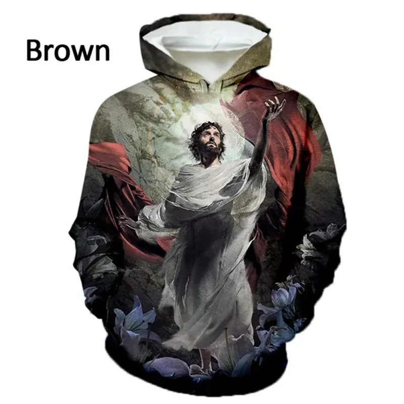 thumbnail image 1 of Sudadera con capucha y sudaderas con estampado 3D de la cruz de la fe cristiana para hombres y mujeres, sudadera informal con capucha y gráfico de Dios Jesús, 1 of 5