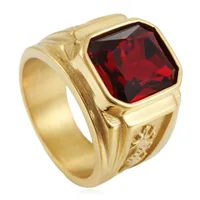 Stainless Steel Multicolour Gemstone Double Dragon Ring Vintage Trendy Men Personality Punk Titanium Steel Large Gemstone Ring