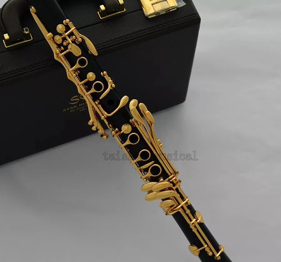 Professional new Grenadilla Ebony Wooden Clarinet 19 key Gold Plated With Case