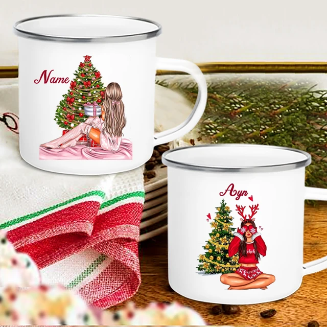 Deer Print Family Matching Mugs Christmas Party Enamel Coffee Mugs Drink  Wine Hot Cocoa Chocolate Cups Drinkware Gift for Family - AliExpress