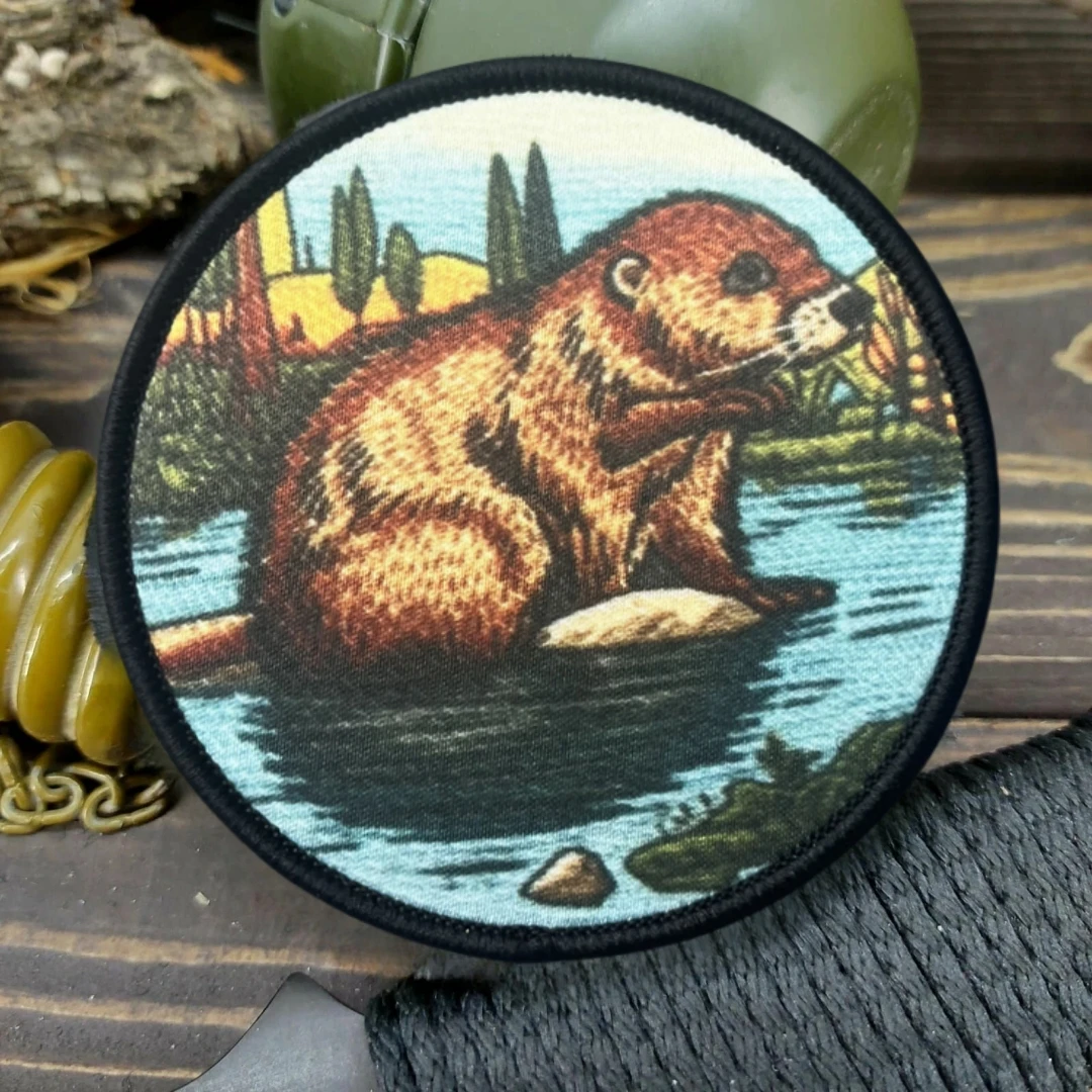 Biber im Teich Patch Taktisches Moralabzeichen Militärarmee Rucksack Aufkleber Bedruckte Klettverschlussflicken für Kleidung