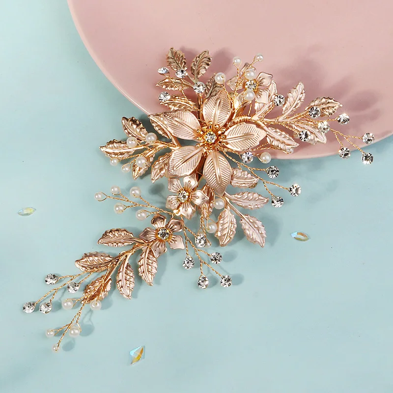 Bridal Hair Accessories Hair Accessories Flower Leaf Pearl Rhinestone Hair Clip Bridal Headpiece