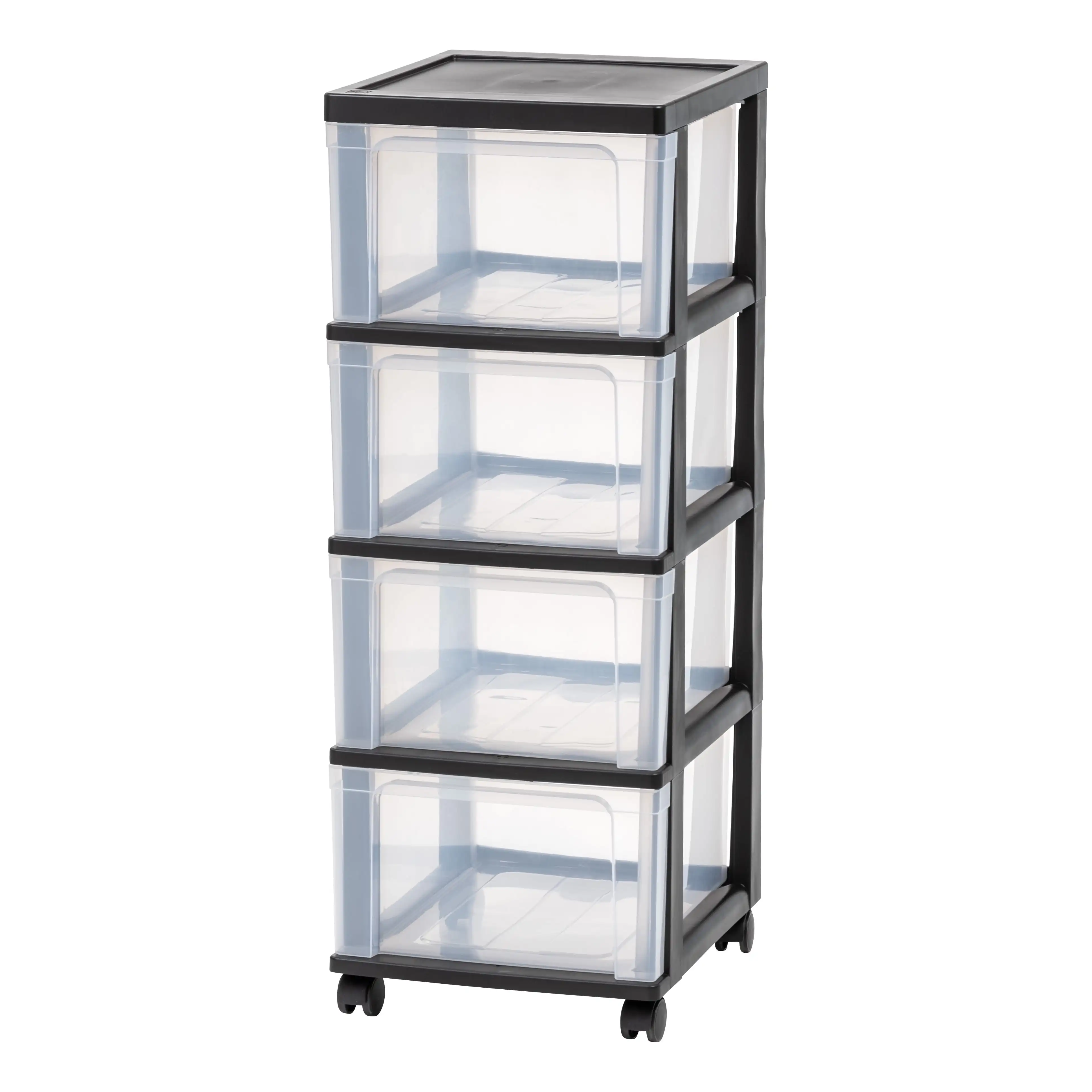 

4-Drawer Plastic Storage Cart with Wheels, Black