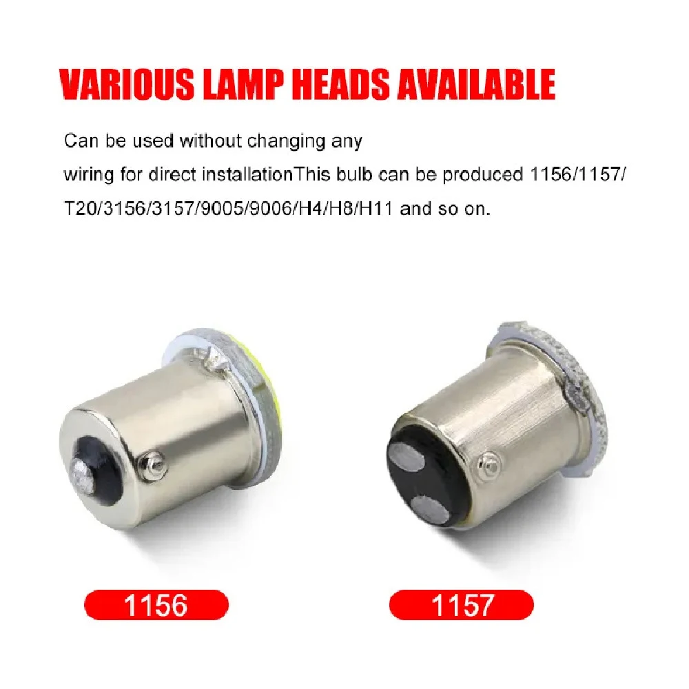 COB LED Bulbs Turn Signal Lights - 7000K White Car Reverse Backup Brake Lamps (1/4/10 PCS)