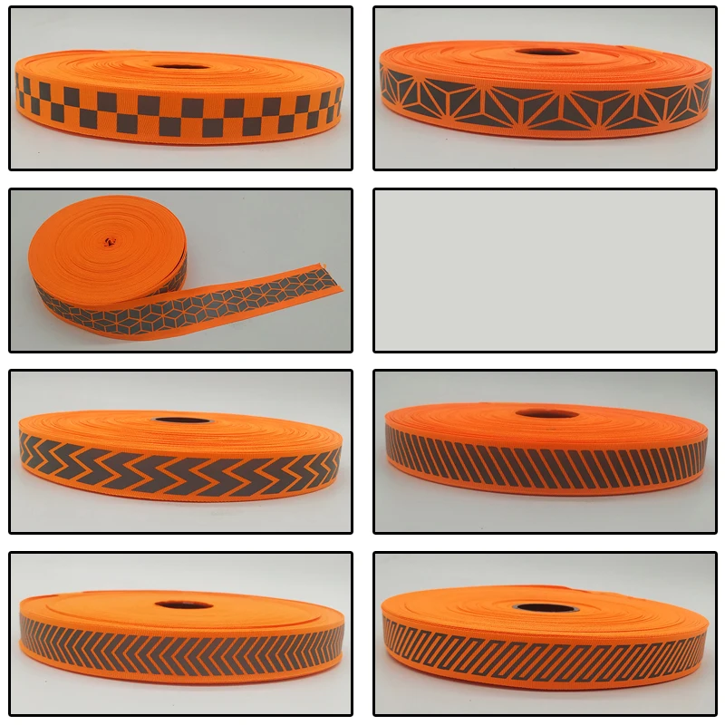 27mm Reflective Ribbon Pattern Black Traffic Safety Warning Tape DIY Clothing Sewing Accessories 3 meter long