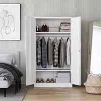 Metal Wardrobe Cabinets with Lock,Clothing Locker 72" X 36" X 18" Storage Cabinets for Home Room,Fire Department, School 1