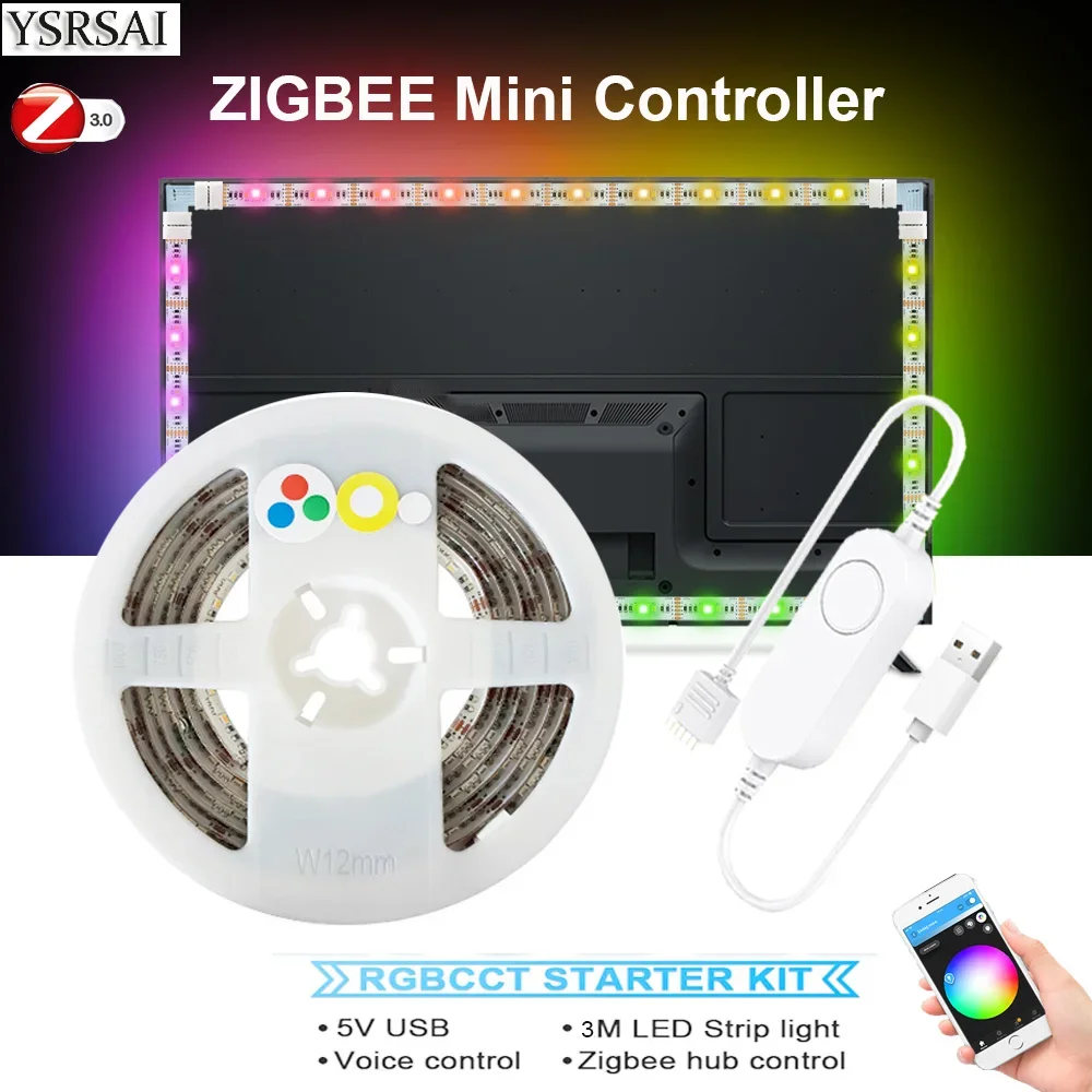 1M-2M-3M-Zigbee-USB-LED-Strip-RGB-Warm-White-Color-TV-Background-5V ...