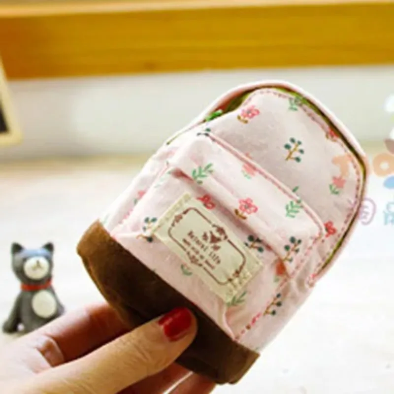 Mini Storage Bag Fashion Canvas Fabric Women Small Coin Wallet  Female Girls Fresh Floral  Zipper Coin Pouch
