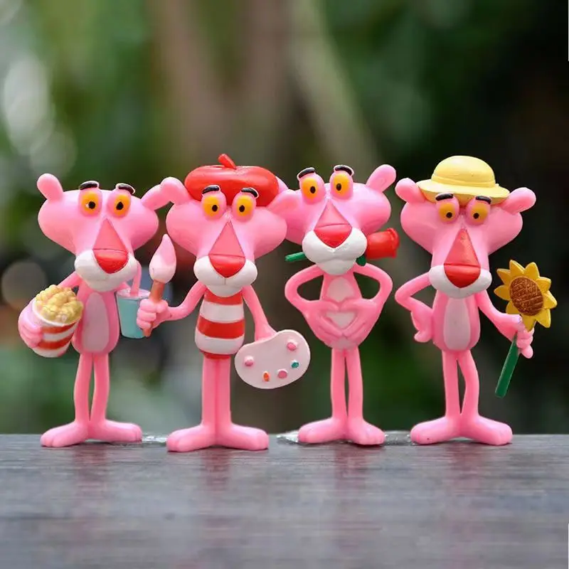 Pink Panther Animation Periferiche Action Figure Doll Student Dormitorio Room Decoration Cute Desktop Decoration Model