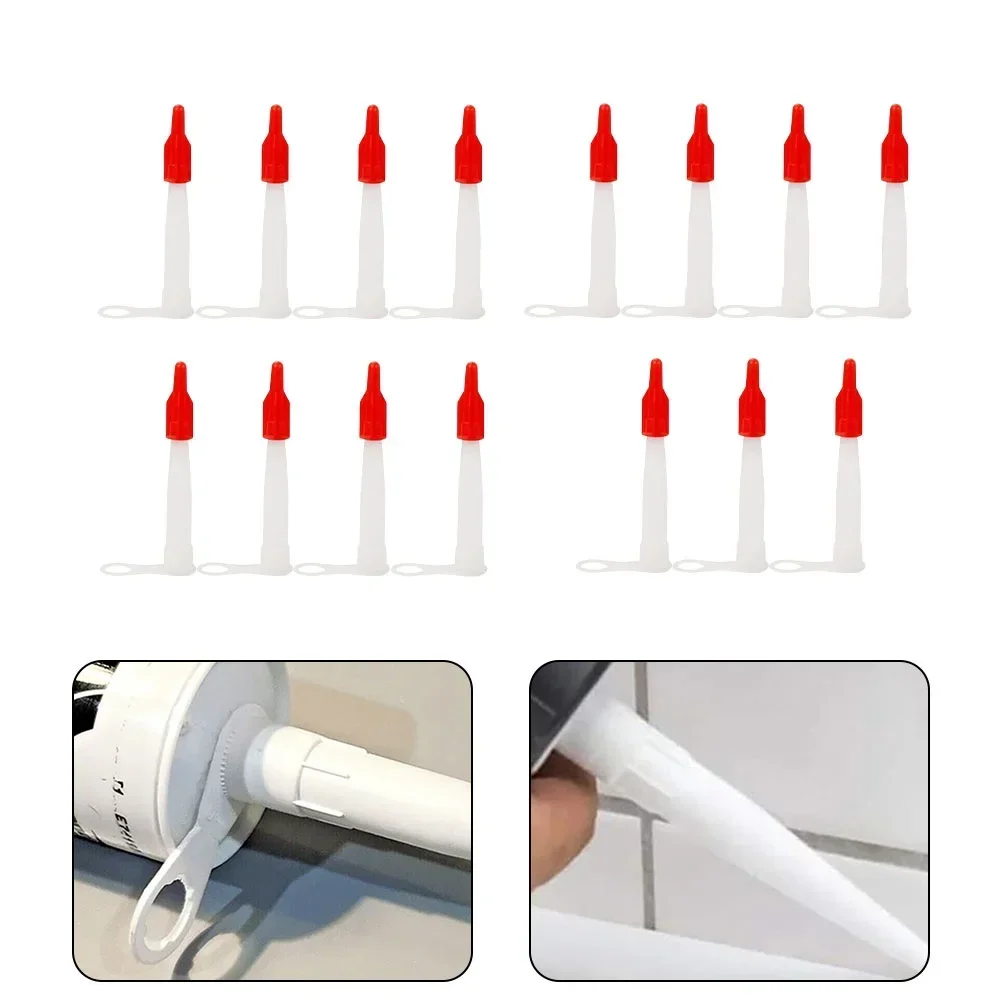 Silicone Tubes Nozzles Cap 15pcs Replacement Tips Caulk With Red Nozzles Cartridge Spare Silicone Sealant Home Construction Tool caulk cap,caulking gun nozzles,caulking nozzle,caulking tools