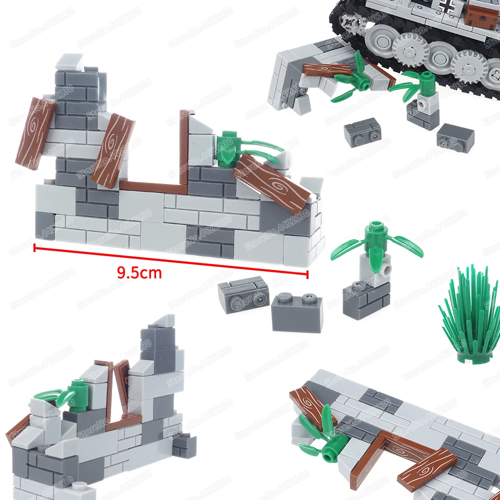 

Abandoned Wall War Building Block Assemble Moc Military WW2 Figures Weapons Cripple Wilderness Scenes Model Child Gifts Boy Toys