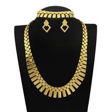 

Dubai Bride Wedding Stripe Necklace Earrings Bracelet Bohemian Jewelry Neckline Jewelry Set Women's Wedding Jewelry,
