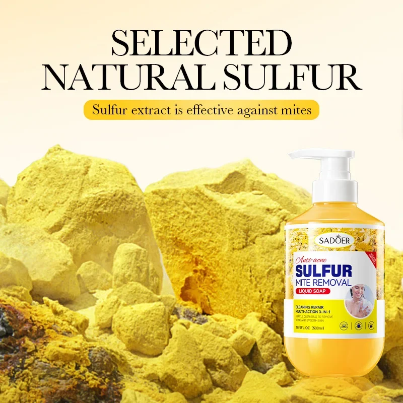 500ml Deep Cleansing Sulfur Mite Removal Body Wash Oil Control Shower Gel  Bath and Body Cleansers 4