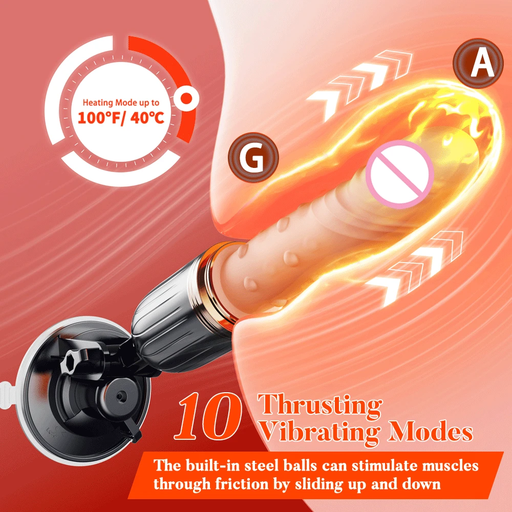 Thrusting Realistic Dildo Sex Machine Penetration Fake Penis With Suction Base Women Heating Vaginal G Spot Stimulator Sex Toys