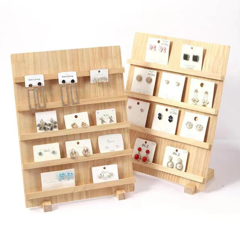 Wood Jewelry Display Stand Earring Bracelet Organizer Storage Holders Desktop Display Holders Retail Exhibitor Gifts