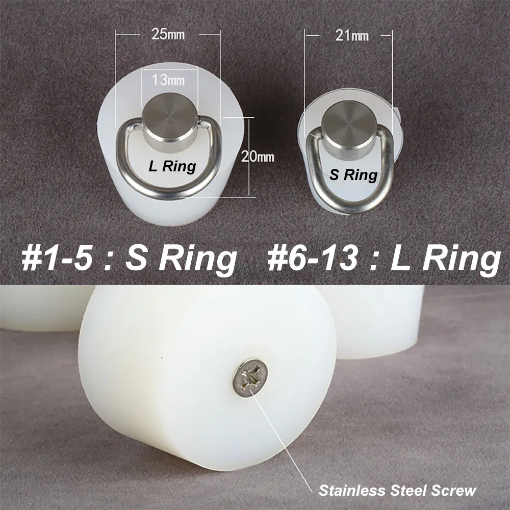 Silicone Rubber Tapered Plug 16 to 66mm Solid Bungs Stopper with Stainless Steel D Ring for Kitchen Bathroom Laundry Sink