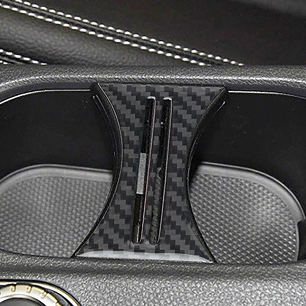 Car Carbon Fiber Interior Water Cup Holder Decor Covers Trim For Mercedes Benz B A GLA CLA Class W176 X156 C117 2014 -