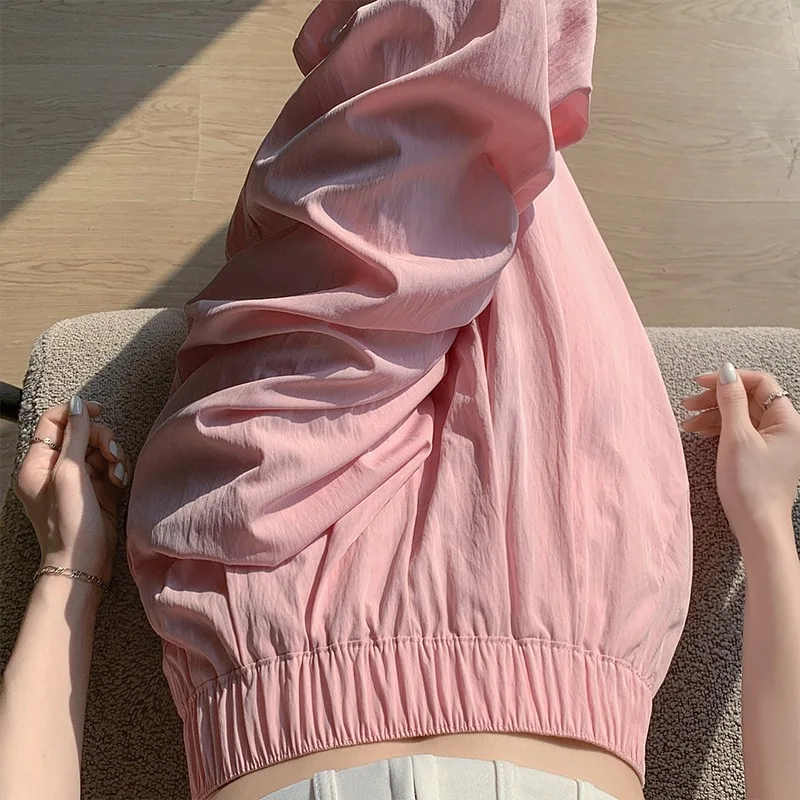 Spring Summer Women Loose Wide Leg Pants Casual Elastic Waist Stright Long Wide leg Pants Female Casual Female Pants Trousers