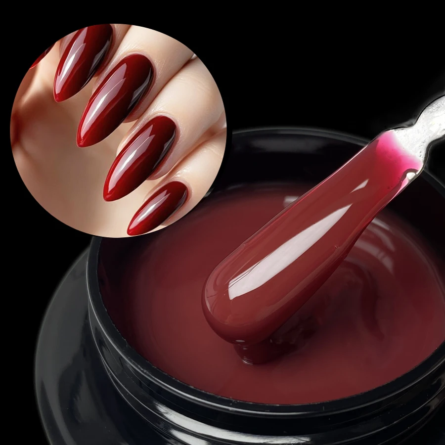 Jillnails Builder Nail Gel Christmas Red Burgundy Self Leveling Medium UV Led Gel 50ml 2