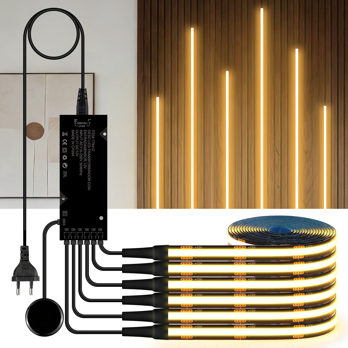 Blackboard COB Storage Cabinet Ceiling Panel Wall LED Strip Kitchen Light Wardrobe LED Tape Penetrable Wood Dimmable Touch Lamp