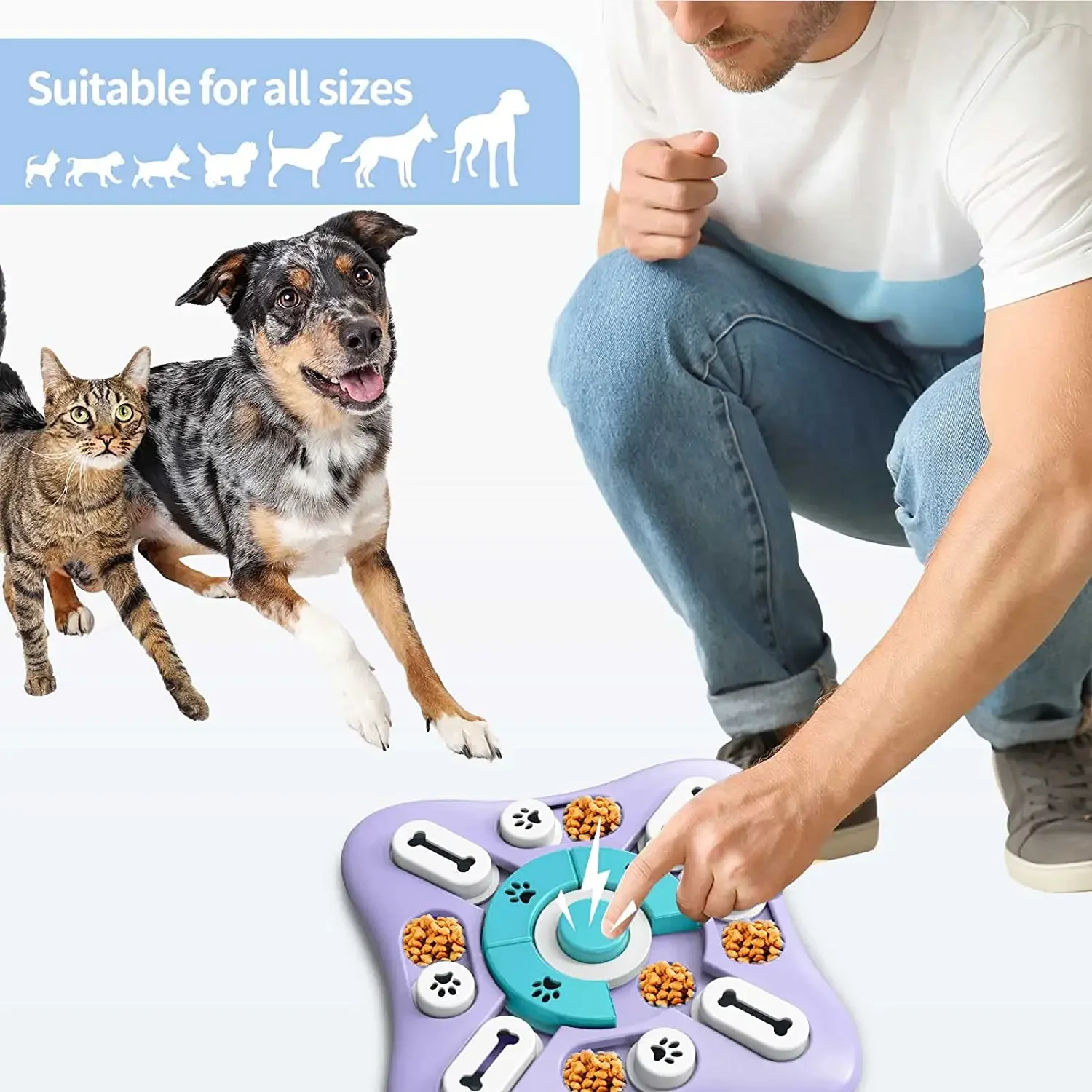 Dog Puzzle Toys, Squeaky Treat Dispensing Dog Enrichment Toys for IQ  Training and Brain Stimulation, Interactive Mentally Stimulating Toys as  Gifts for Puppies, Cats, Small, Medium, Large Dogs 