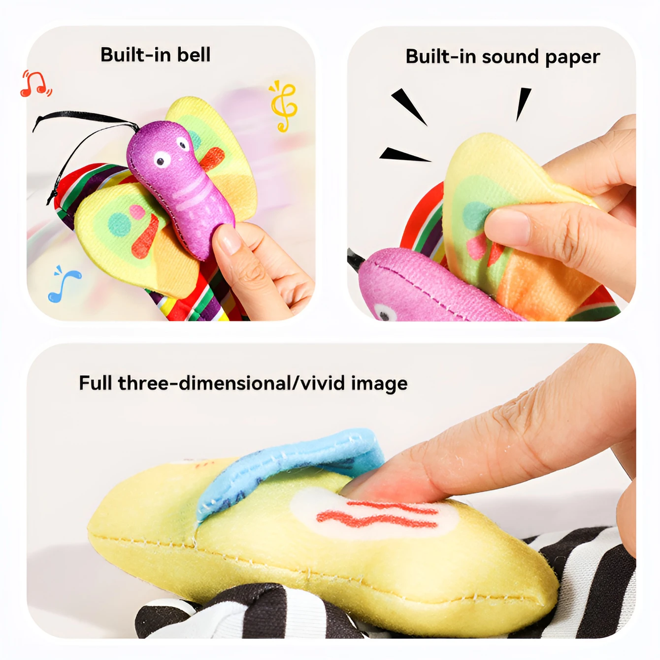 Baby wrist strap rattle sock set built-in ringing paper bell sound cartoon shape educational fun toys 6