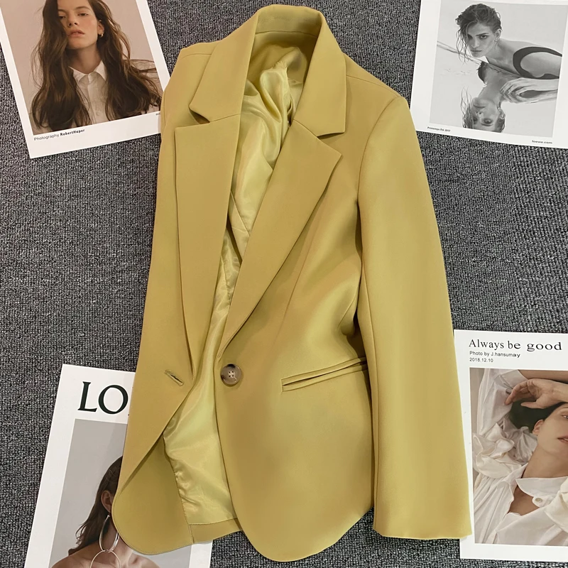 

The fall of 2023 a new yellow suit jacket fashionable joker senior feeling female temperament small suit