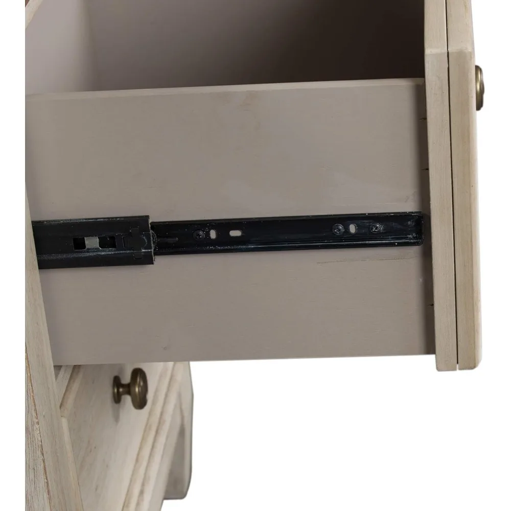 2 Drawer Nightstand Stand w/Charging Station, Antique White Nightstand 5