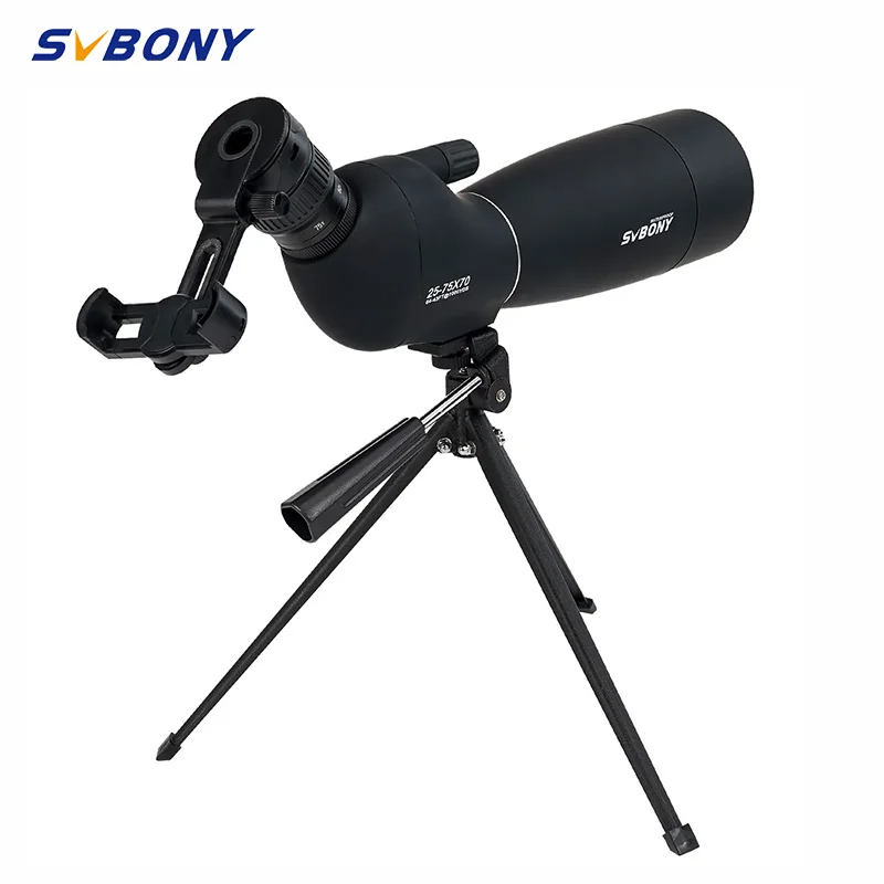 SVBONY SV28 PLUS Spotting Scope 25-75X70 Focusing With Desktop Tripod And Smartphone Adapter for Target Shooting