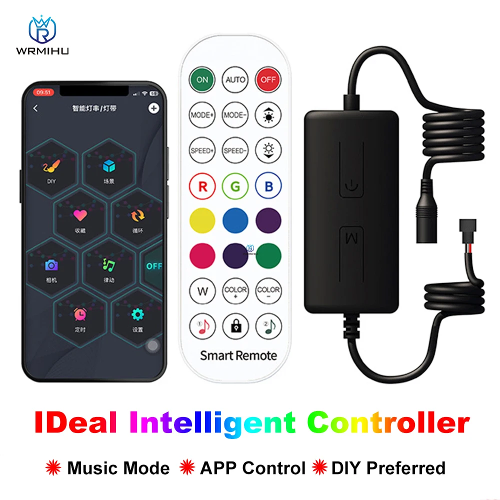 Идеальный музыкальный Bluetooth-контроллер APP для WS2812, WS2811, фотолента, умная RGB-строка, 12 В, 24 В, 24 клавиши, интеллектуальное затемнение