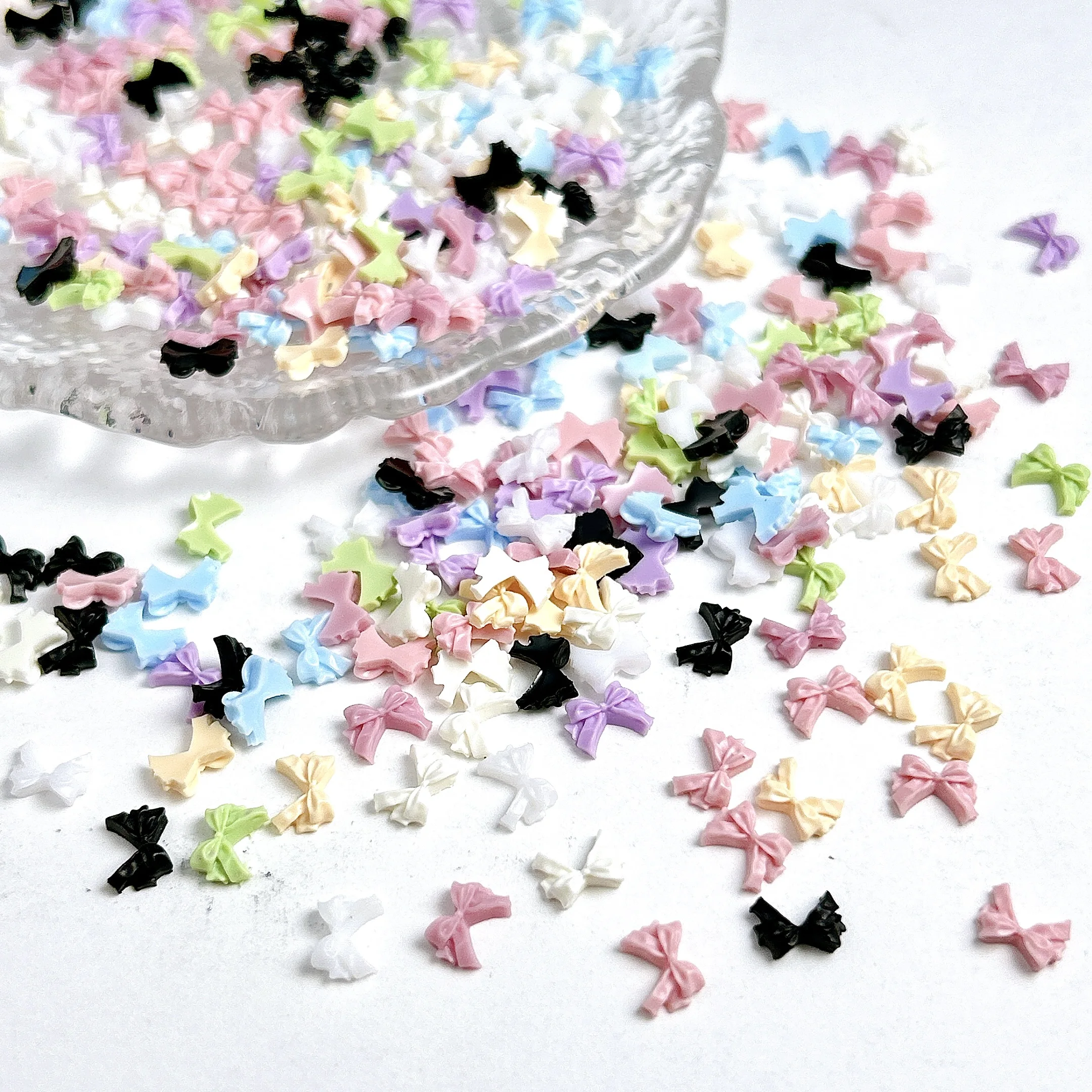 50PCS Einfarbig Mini Bowknots Harz Nagel Charms Entzückende Süße Unregelmäßige Bögen Nail art Dekorationen für DIY Fee Nägel Designs – Detail 4