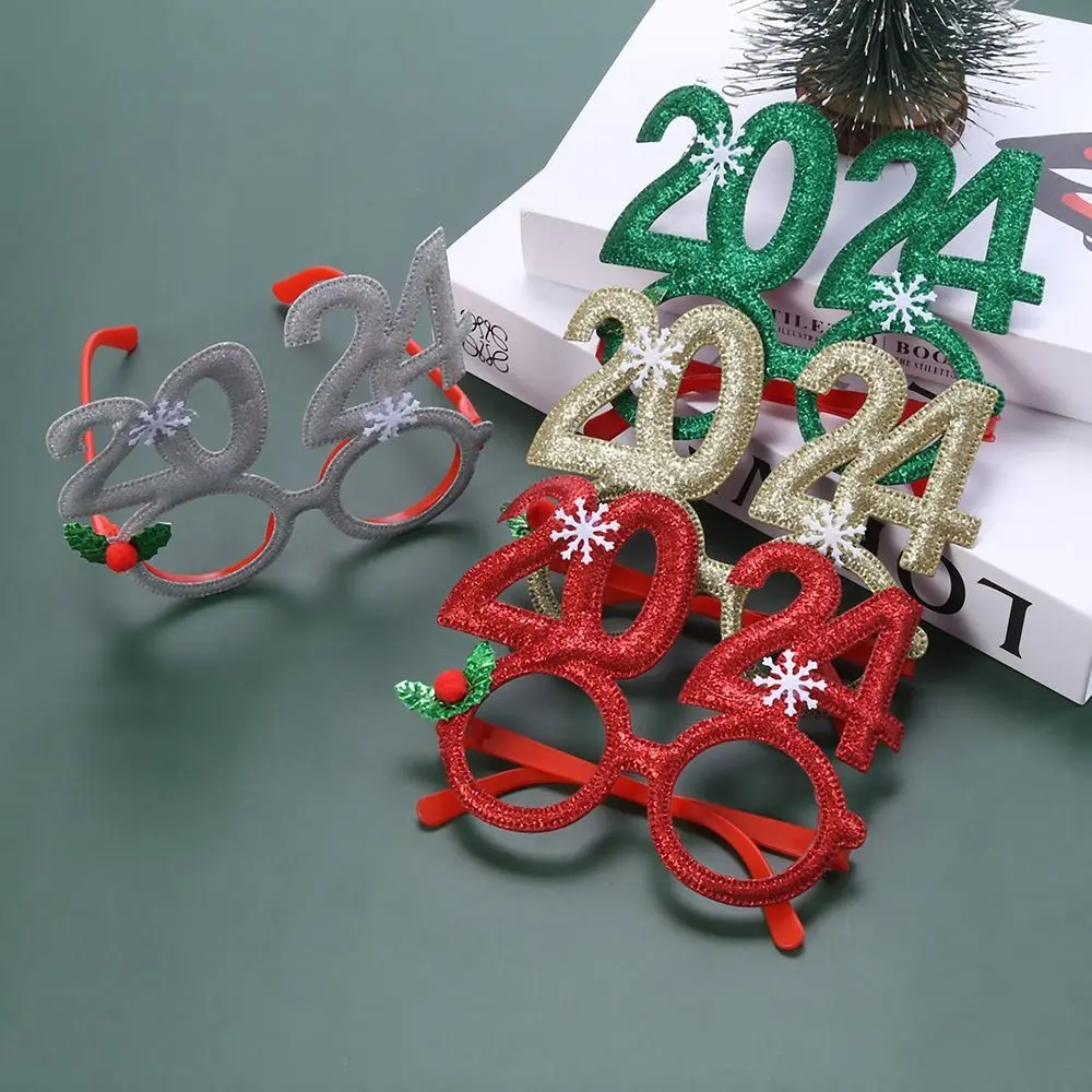 

Разноцветные рождественские очки 2024, Рождественский Декор, товары для нового года, украшение для лица, снежинка, оправа для очков, детские подарки