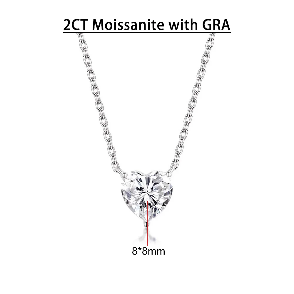 Valentines Day Gifts For Her OOBEE Moissanite Heart Pendant Necklace For Women 925 Sterling Silver Fine Jewellry Gifts For Women, Anniversary Birthday