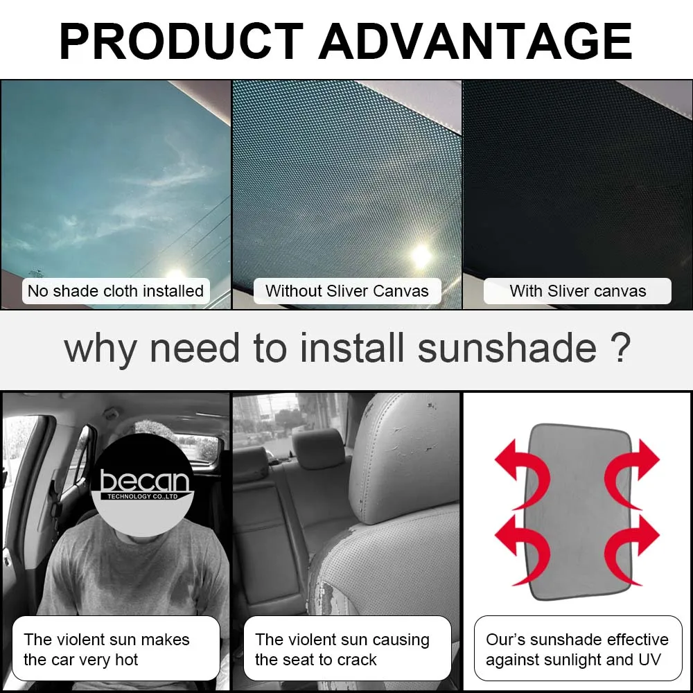Sunroof Skylight For Tesla Model 3 Y-Split Upgrade Buckle Sunshade Sun Shades Glass Roof Front Rear Blind Shading Net