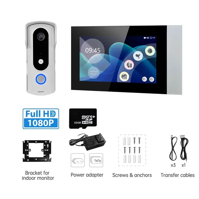 New 2 Wire Video Intercom System 7'' Color Touch Screen Tuya Wifi 1080P  Rainproof Call Panel IR Camera for Home Villa Building 6