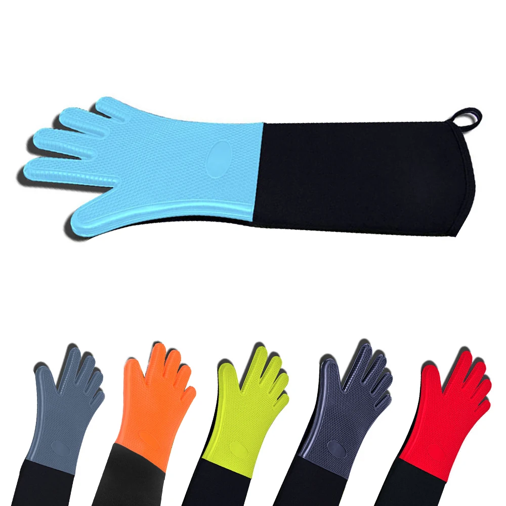 

Household BBQ Oven Gloves Heat Resistant Gloves Silicone Baking Oven Mitts Barbecue Heat Lnsulation Microwave Gloves Mitts