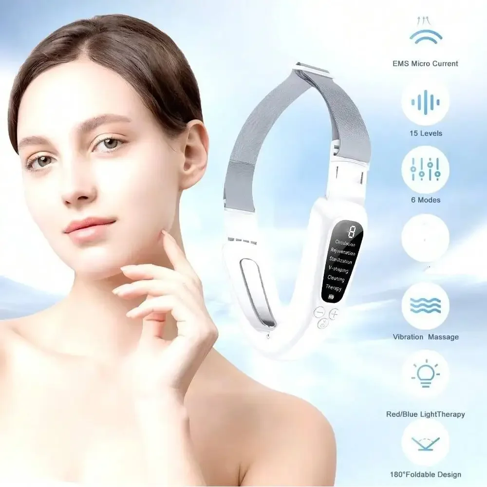 EMS Facial Lift Micro Current Double Chin Removal Device Facial Massager Vibration Tightening V-Shaped Lifting Device