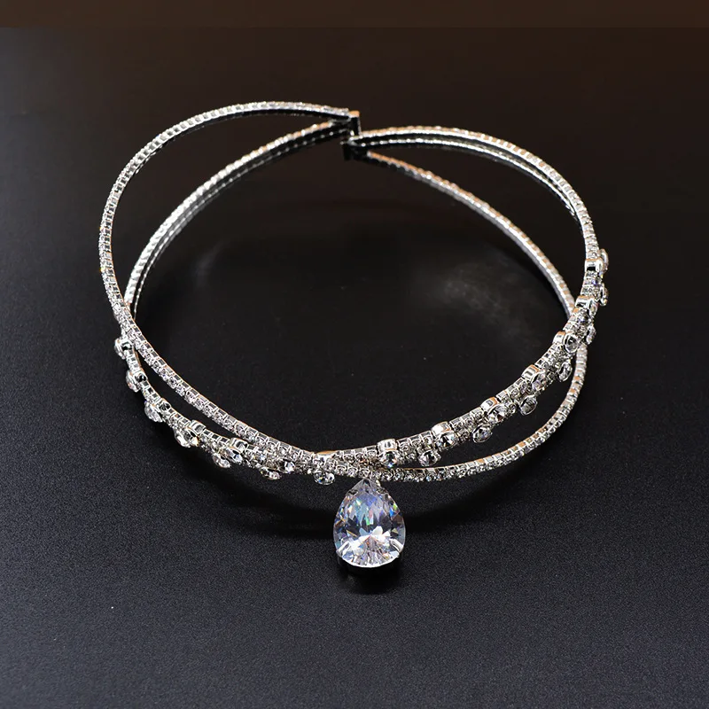 Crown Crystal Choker Necklaces Water Drop Pendant Necklaces Torques Women Jewelry For Women metal choker necklace,velvet choker necklaces,lace choker necklaces,lace necklace