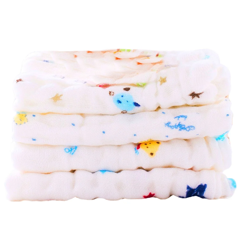 

4pcs Nursing Towel Six Layer Pure Cotton Gauze Feeding Towel Versatile Handkerchief Facecloth Kerchief (Assorted Color)