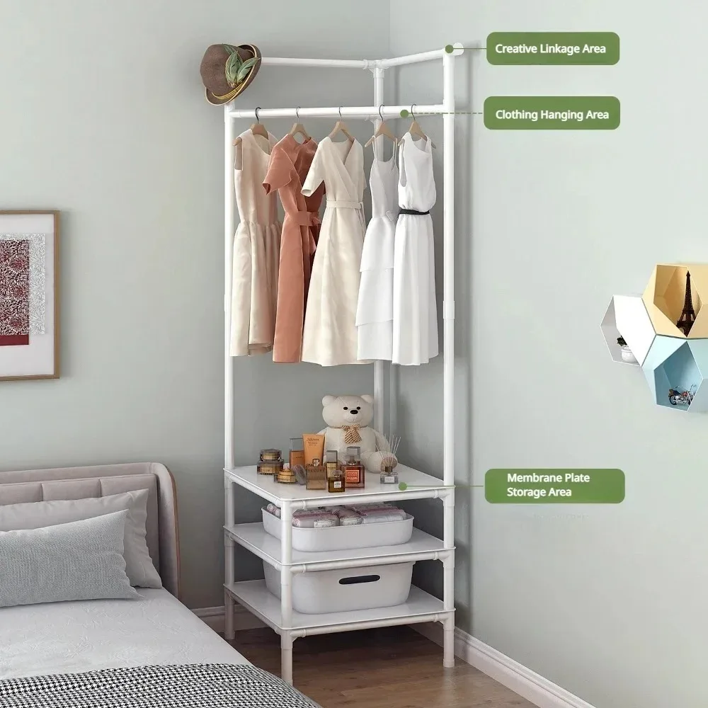 Clothes Rack Bedrooms Corner Clothes Rack Multi-Layer Nightstand Clothes Coat Racks Simple Household Bedroom Floor Standing Hangers Shelve
