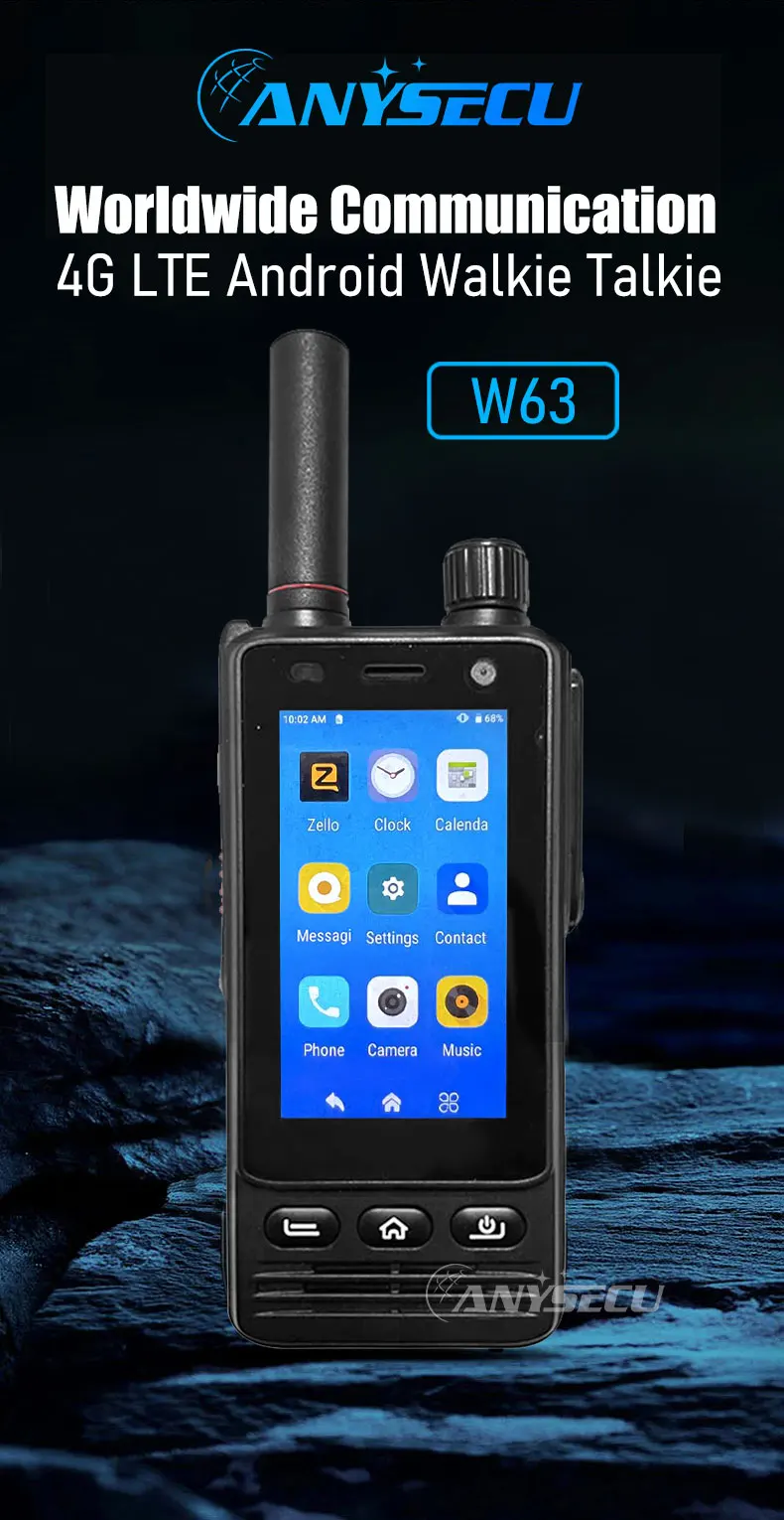 W63 IP68 Waterproof 4G Network Radio Android 9.0 NFC GPS POC Walkie Talkie Work